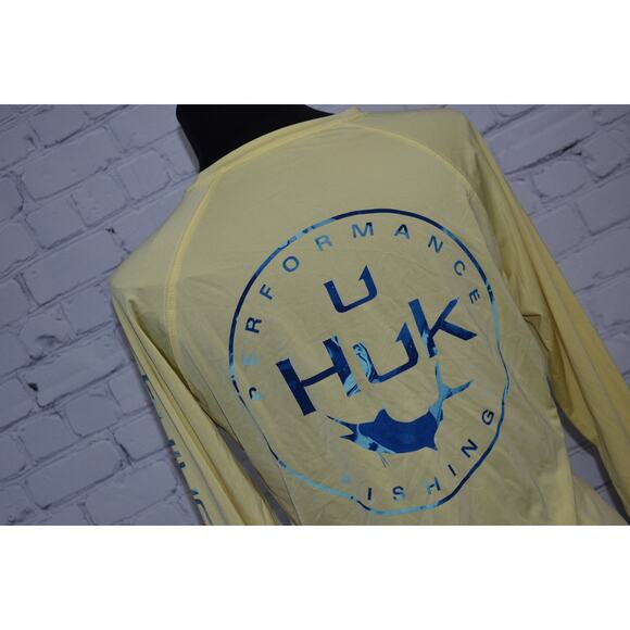 HUK Fishing Shirt Womens Size Large Fishing Long Sleeve Performance Yellow - Picture 1 of 8